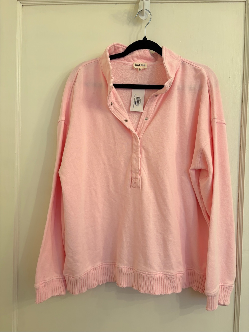 Peach Love California Light Pink Pullover Henley